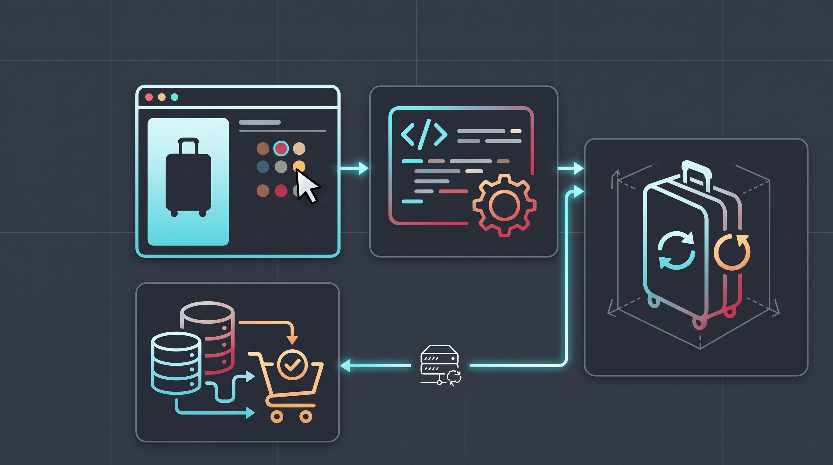 Esquema técnico y arquitectura de componentes del configurador