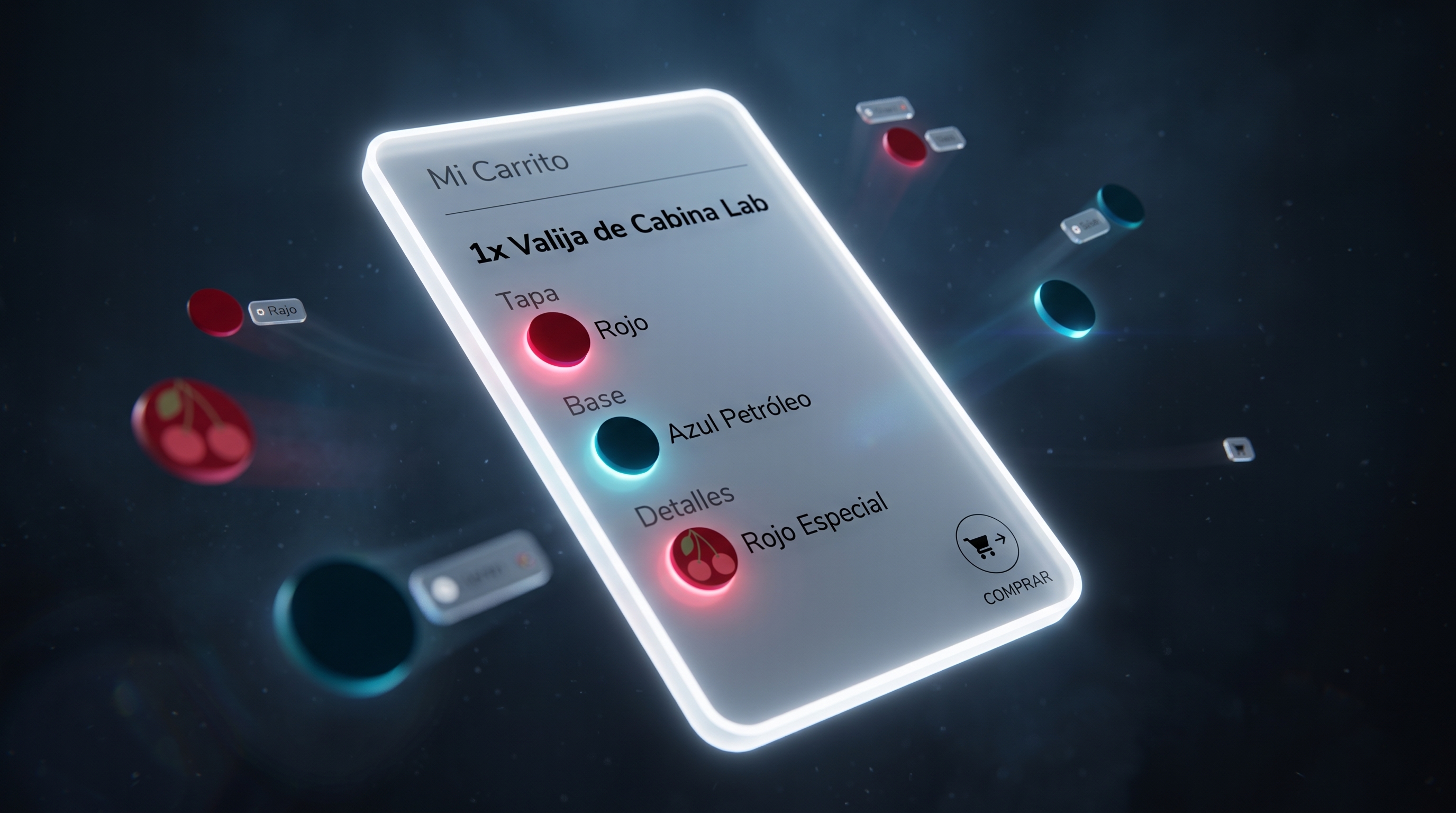 Captura del carrito de compra con la valija configurada como set unitario